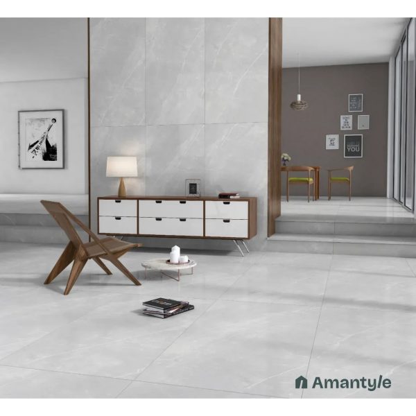 Grey Vitrified Marble Design Slab Wall & Floor Tile Code 100004 (800x1600 mm, Polished)