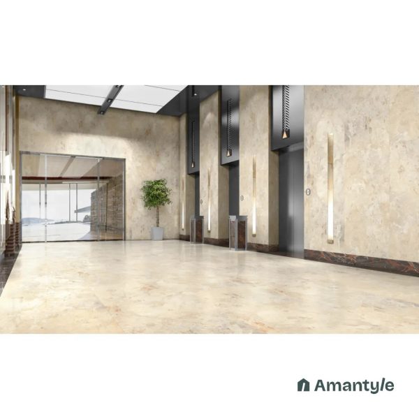 Ivory Vitrified Marble Design Slab Wall & Floor Tile Code 100006 (800x1600 mm, Polished)