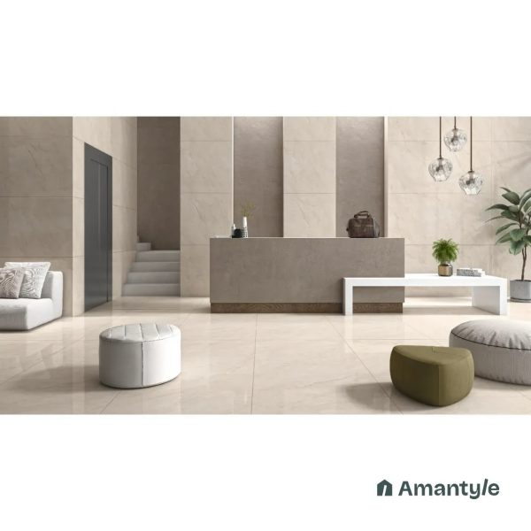 Beige Vitrified Marble Design Slab Wall & Floor Tile Code 100015 (800x1600 mm, Polished)