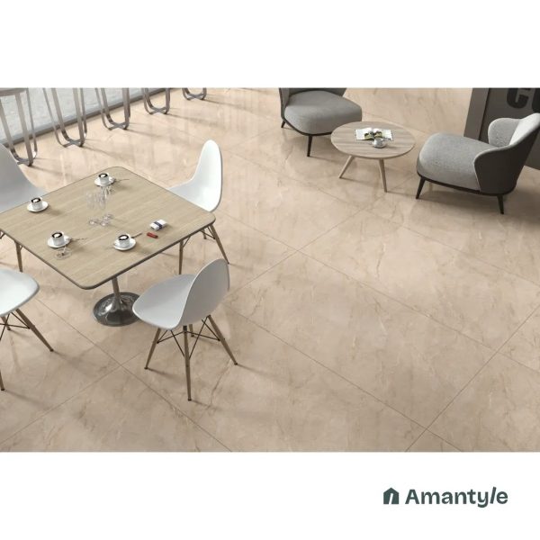 Beige Vitrified Marble Design Slab Wall & Floor Tile Code 100016 (800x1600 mm, Polished)