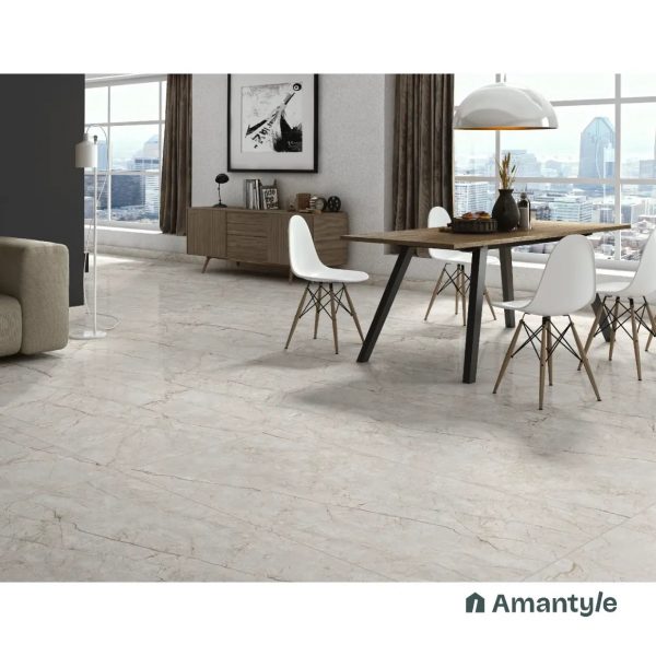 Grey Vitrified Marble Design Slab Wall & Floor Tile Code 100026 (800x1600 mm, Polished)