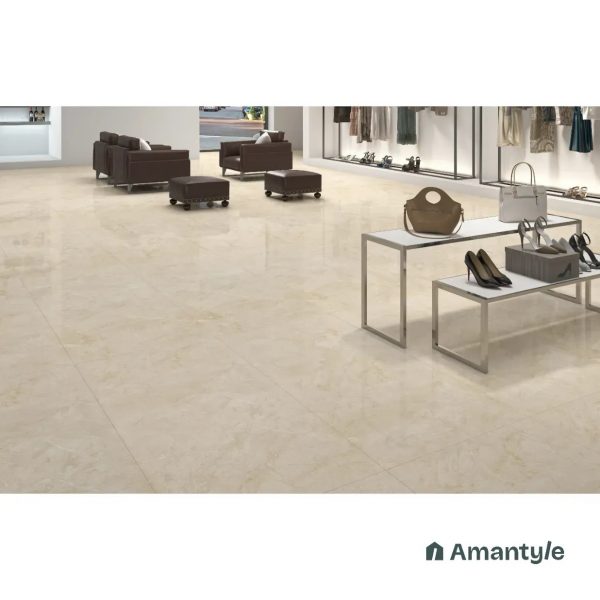 Beige Vitrified Marble Design Slab Wall & Floor Tile Code 100029 (800x1600 mm, Polished)