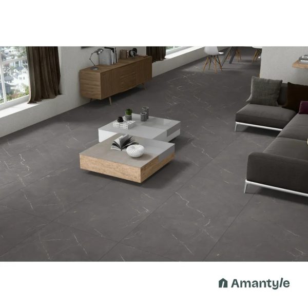 Grey Vitrified Marble Design Slab Wall & Floor Tile Code 100033 (800x1600 mm, Dazzle Matt)