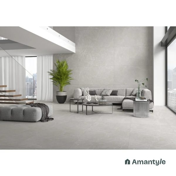 Grey Vitrified Marble Design Slab Wall & Floor Tile Code 100034 (800x1600 mm, Dazzle Matt)