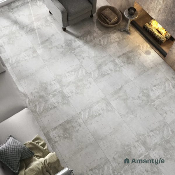 Grey Vitrified Concrete Gloss Wall & Floor Tile Code 100081 (600x1200 mm, Polished)