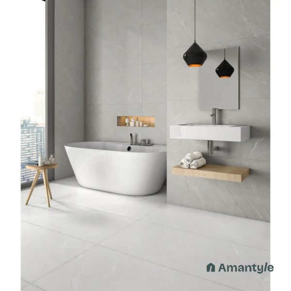 Grey Vitrified Marble Matt & Carving Wall & Floor Tile Code 100142 (600x1200 mm, Matt Special)