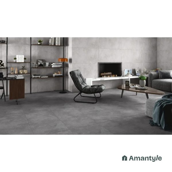 Grey Vitrified Concrete & Grey Wall & Floor Tile Code 100149 (600x1200 mm, Matt Structure)