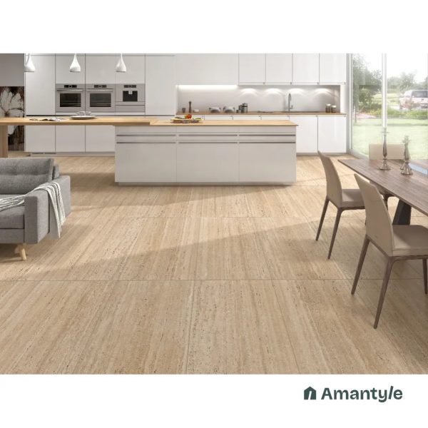 Ivory Vitrified Marble Matt & Carving Wall & Floor Tile Code 100170 (600x1200 mm, Dazzle Matt)