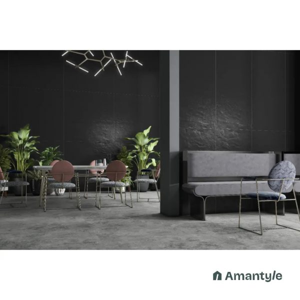 Black Vitrified Rustic & Matt Wall & Floor Tile Code 100188 (600x1200 mm, Lappato) - Image 2