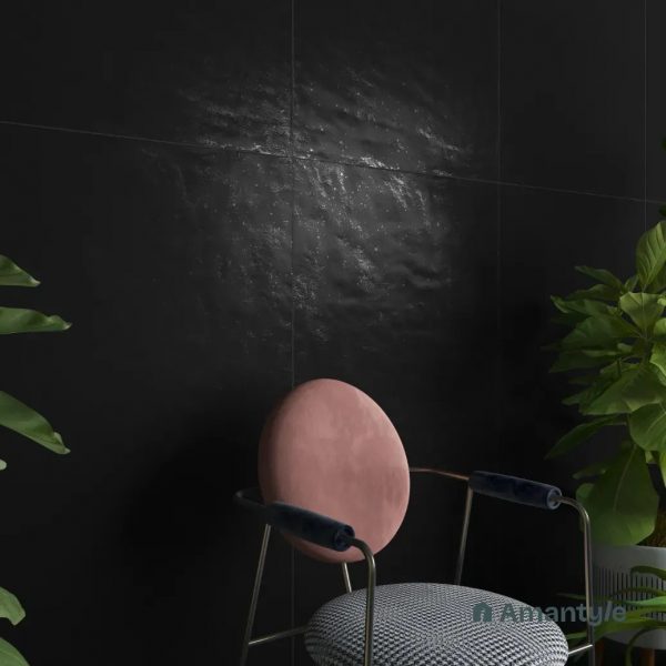 Black Vitrified Rustic & Matt Wall & Floor Tile Code 100188 (600x1200 mm, Lappato)