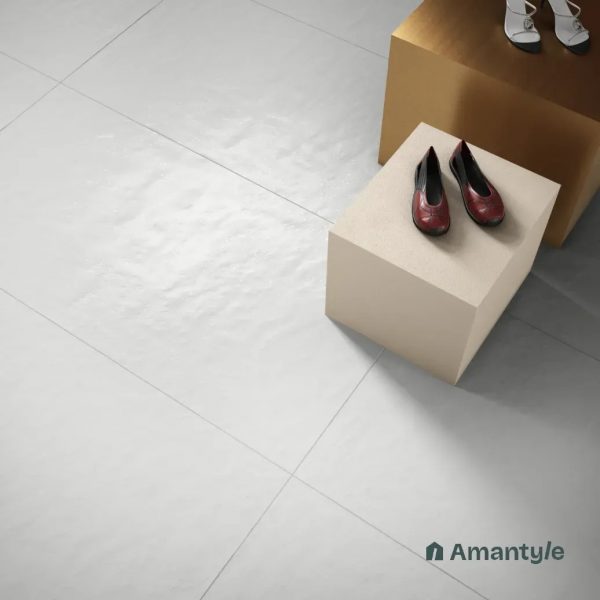 White Vitrified Rustic & Matt Wall & Floor Tile Code 100190 (600x1200 mm, Lappato)