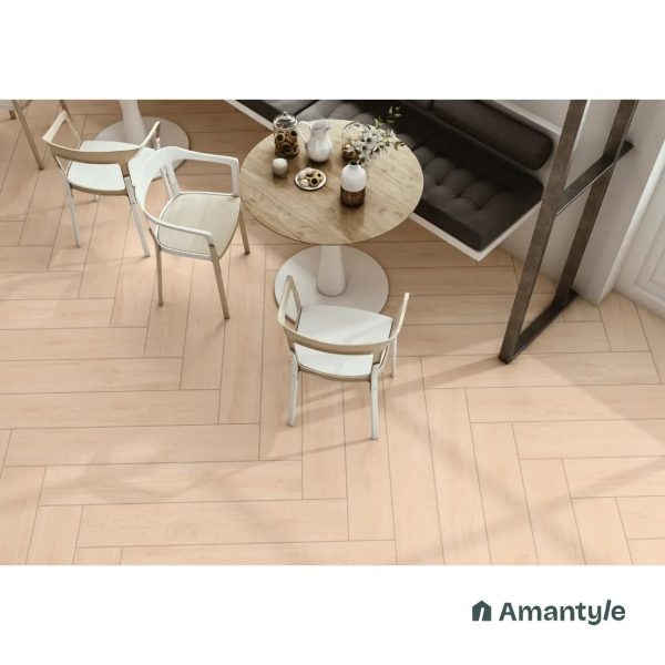 Ivory Vitrified Wooden Wall & Floor Tile Code 100254 (200x1200 mm, Matt Structure)