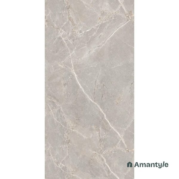 Grey Vitrified Marble Design Slab Wall & Floor Tile Code 100265 (1200x2400 mm, Polished)