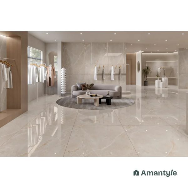 Beige Vitrified Marble Design Slab Wall & Floor Tile Code 100283 (1200x1800 mm, Polished)
