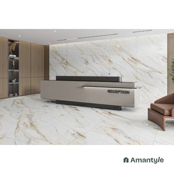 White Vitrified Marble Matt & Carving Slab Wall & Floor Tile Code 100298 (1200x1800 mm, Dazzle Matt)
