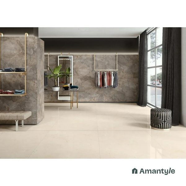Beige Vitrified Marble Design Slab Wall & Floor Tile Code 100356 (1200x1800 mm, Polished)