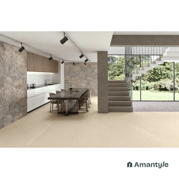 Beige Vitrified Marble Design Slab Wall & Floor Tile Code 100357 (1200x1800 mm, Polished)