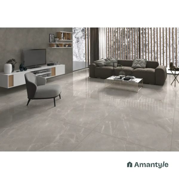 Grey Vitrified Marble Design Slab Wall & Floor Tile Code 100358 (1200x1800 mm, Polished)