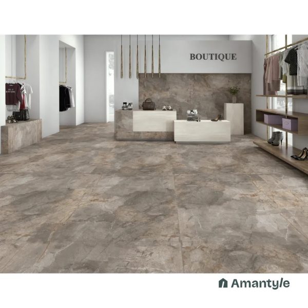 Brown Vitrified Marble Matt & Carving Slab Wall & Floor Tile Code 100370 (1200x1800 mm, Aura)