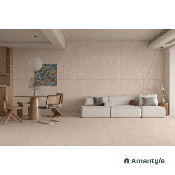 Beige Vitrified Marble Design Slab Wall & Floor Tile Code 100399 (800x1600 mm, Dazzle Matt)