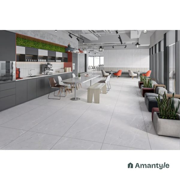 White Vitrified Marble Design Slab Wall & Floor Tile Code 100400 (800x1600 mm, Dazzle Matt)