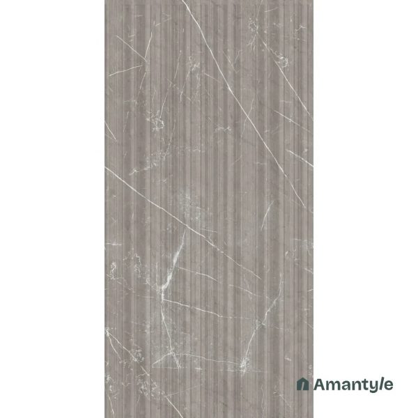 Grey Vitrified Marble Matt & Carving Fluted Slab Wall Tile Code 100444 (600x1200 mm, Fluted Matt) - Image 5