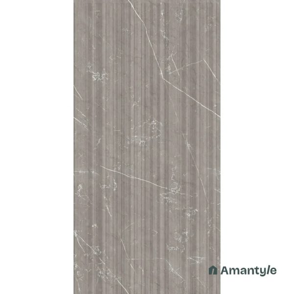 Grey Vitrified Marble Matt & Carving Fluted Slab Wall Tile Code 100444 (600x1200 mm, Fluted Matt) - Image 4
