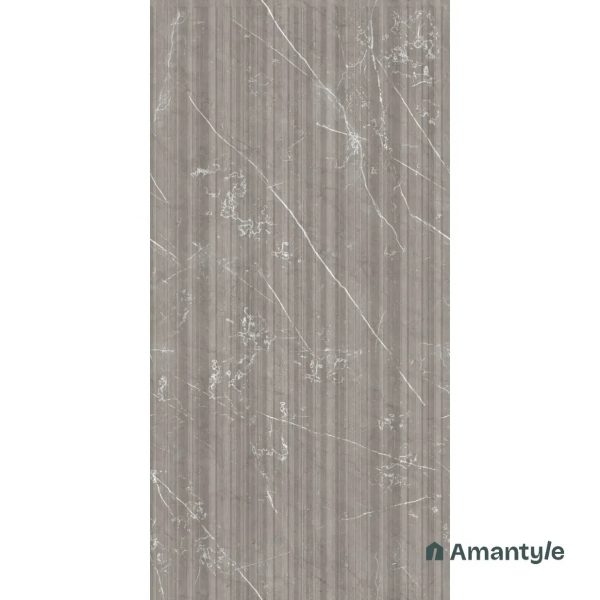 Grey Vitrified Marble Matt & Carving Fluted Slab Wall Tile Code 100444 (600x1200 mm, Fluted Matt) - Image 3