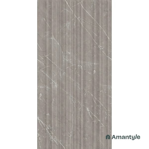 Grey Vitrified Marble Matt & Carving Fluted Slab Wall Tile Code 100444 (600x1200 mm, Fluted Matt) - Image 2