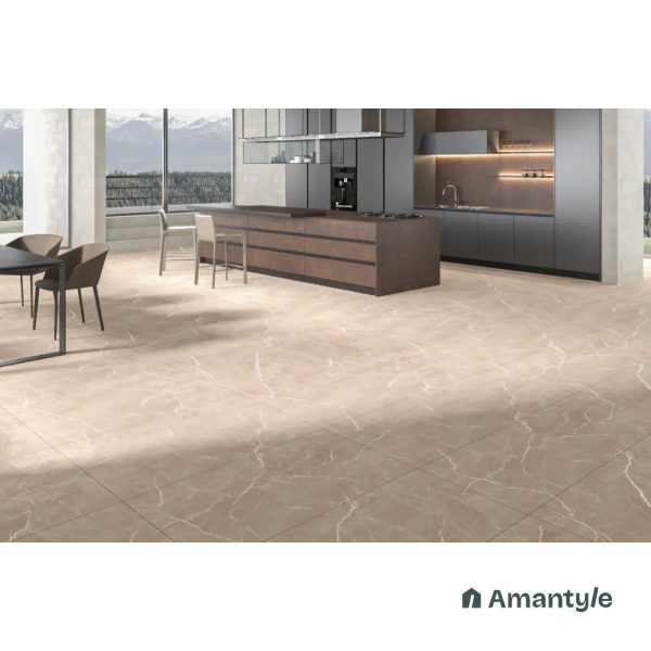 Beige Vitrified Marble Matt & Carving Wall & Floor Tile Code 100453 (600x1200 mm, Dazzle Matt)