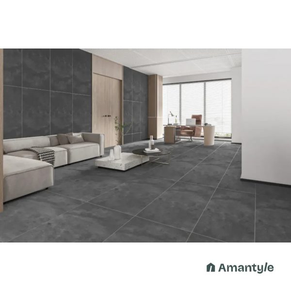 Grey Vitrified Concrete & Grey Wall & Floor Tile Code 100472 (600x1200 mm, Dazzle Matt)