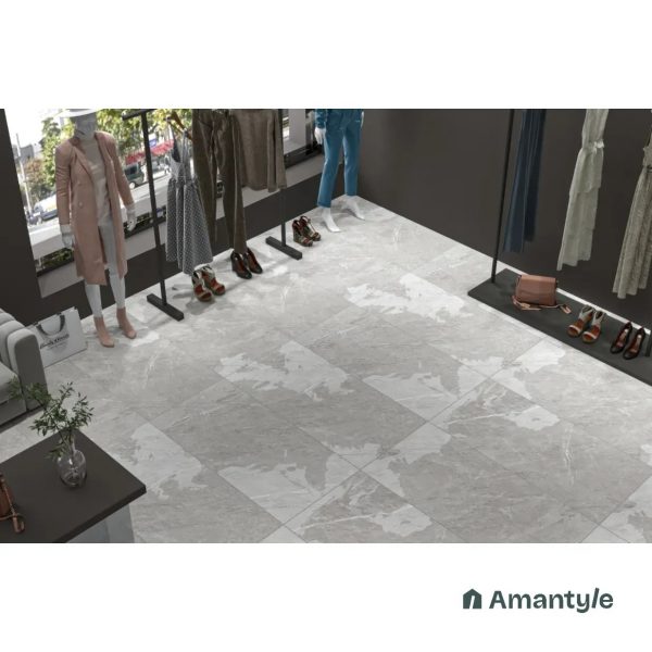 Grey Vitrified Marble Matt & Carving Wall & Floor Tile Code 100483 (600x1200 mm, Matt Special)