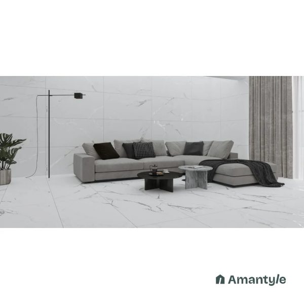 White Vitrified Marble Matt & Carving Wall & Floor Tile Code 100532 (600x1200 mm, Dazzle Matt)
