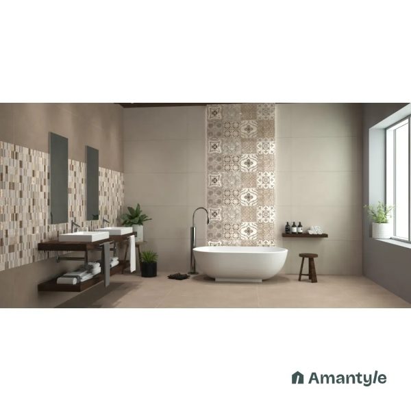 Beige Vitrified Rustic & Matt Wall & Floor Tile Code 100533 (600x1200 mm, Matt)