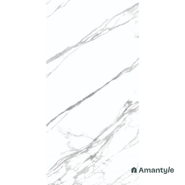 White Vitrified Marble Design Slab Wall & Floor Tile Code 100567 (1200x2400 mm, Polished Book Match) - Image 2