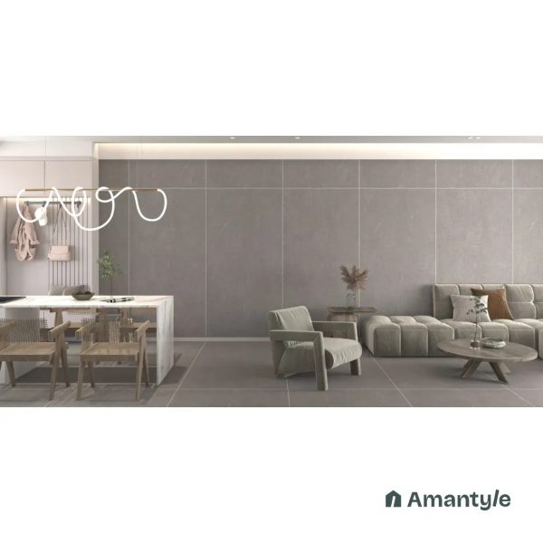 Grey Vitrified Marble Matt & Carving Slab Wall & Floor Tile Code 100571 (1200x2400 mm, Dune)