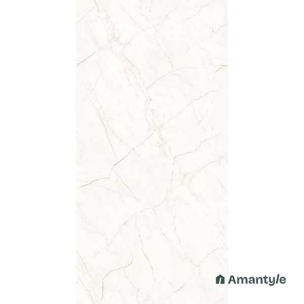 White Vitrified Marble Matt & Carving Slab Wall & Floor Tile Code 100577 (1200x2400 mm, Dove) - Image 2