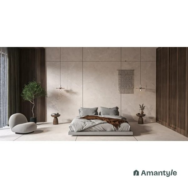 White Vitrified Marble Matt & Carving Slab Wall & Floor Tile Code 100579 (1200x2400 mm, Dove)