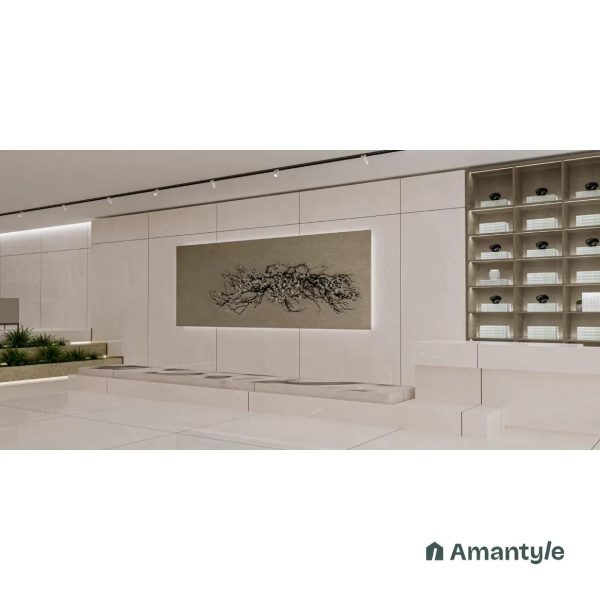 Cream Vitrified Marble Design Slab Wall & Floor Tile Code 100611 (1200x1800 mm, Polished)