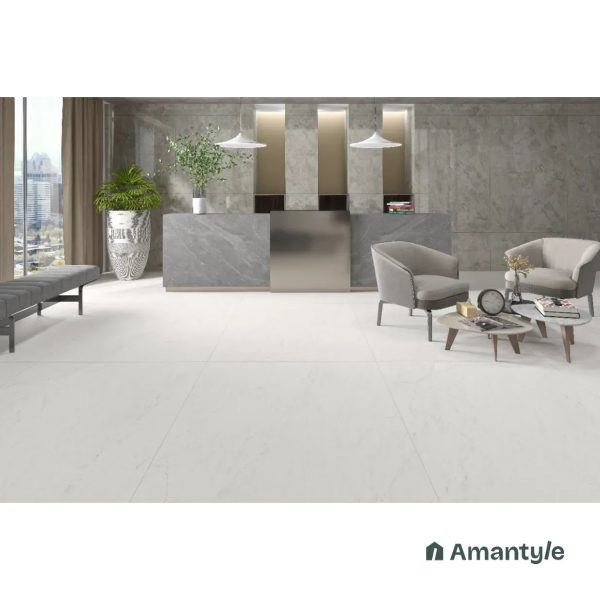 White Vitrified Marble Matt & Carving Slab Wall & Floor Tile Code 100627 (1200x1800 mm, Dove)