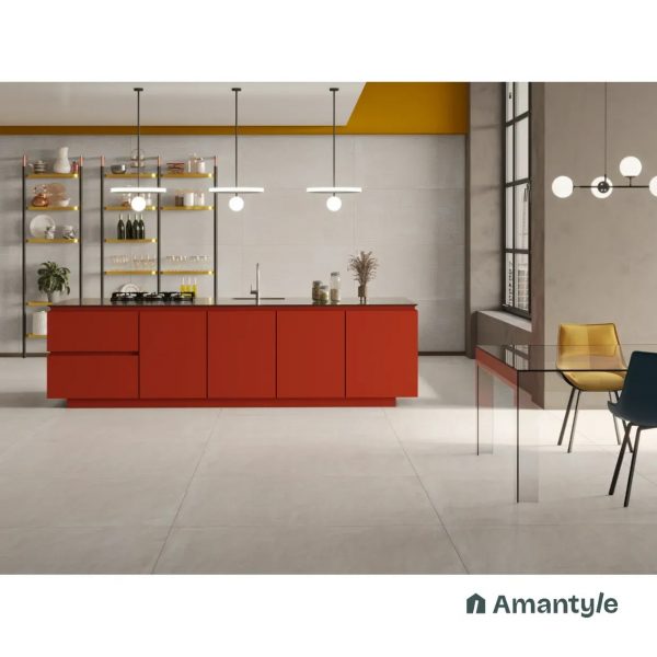 Ivory Vitrified Concrete & Grey Wall & Floor Tile Code 100802 (600x1200 mm, Color Body)