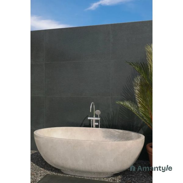 Black Vitrified Concrete & Grey Wall & Floor Tile Code 100805 (600x1200 mm, Color Body)