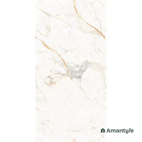 White Vitrified Marble Matt & Carving Wall & Floor Tile Code 100862 (600x1200 mm, Color Body) - Image 2