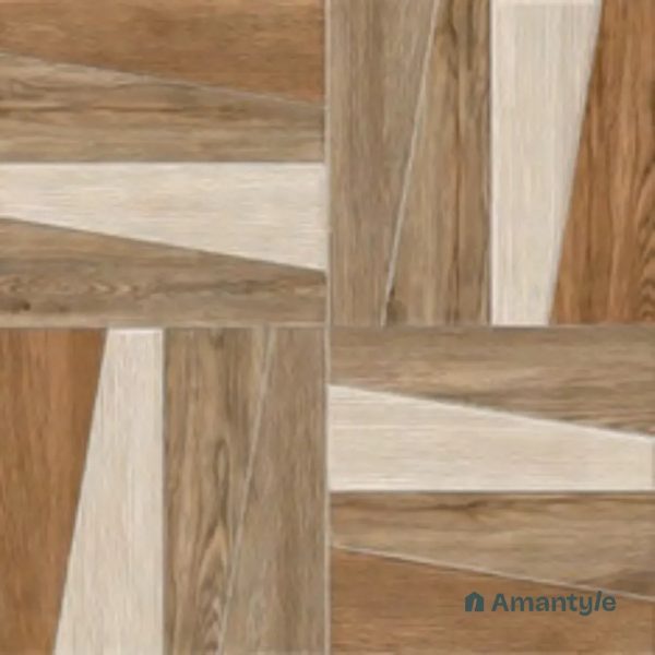 Brown Vitrified  Wooden  Floor Tile Code 120045 (400X400 mm, Matt)