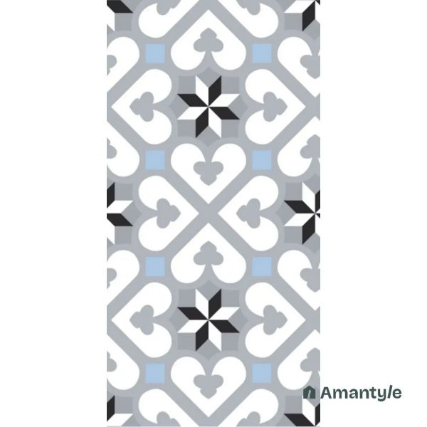 Grey Vitrified Moroccan  Wall & Floor Tile Code 140041 (600x600 mm, Matt)