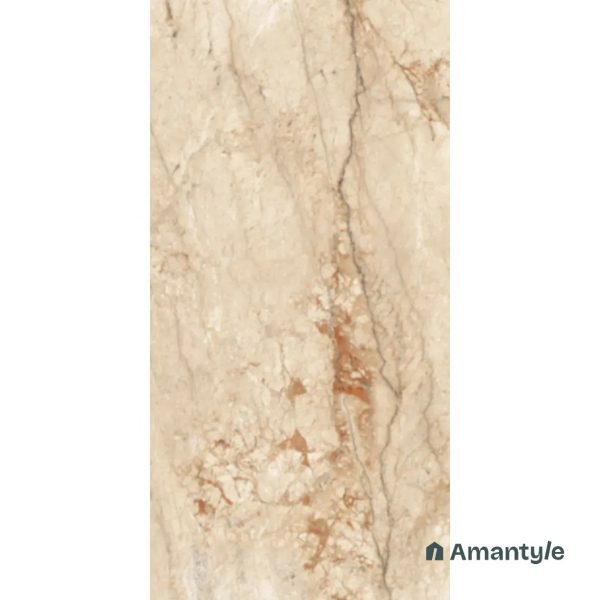 Cream Vitrified Marble Design Wall & Floor Tile Code 160003 (1200x2400 mm, Polished )