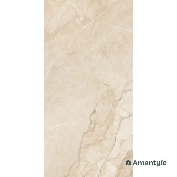 Cream Vitrified Marble Design Wall & Floor Tile Code 160009 (1200x2400 mm, Carving Matt)