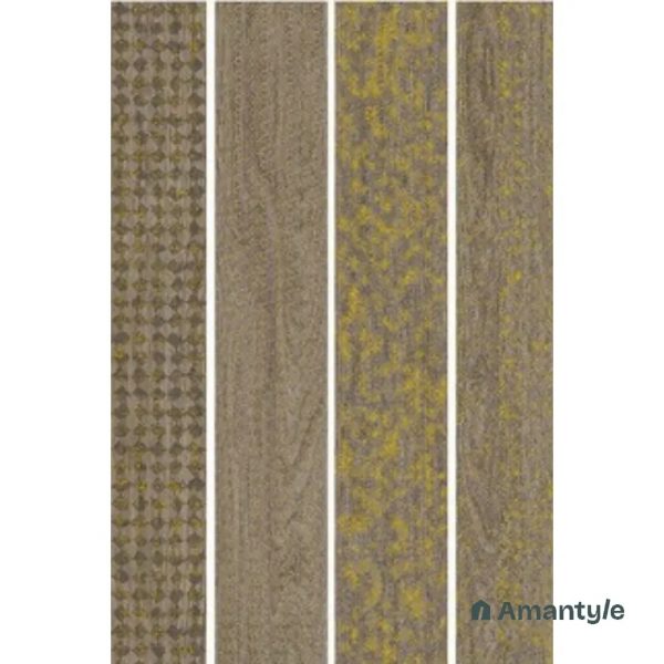 Brown Vitrified Decor & Highlighter Wall & Floor Tile Code 220006 (150x900 mm, Matt)