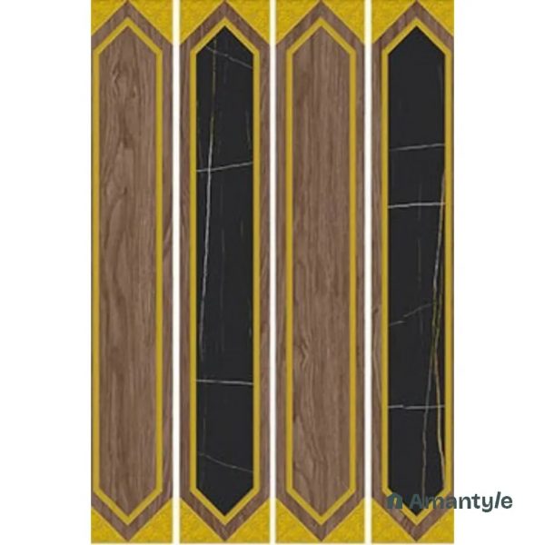 Brown Vitrified Decor & Highlighter Wall & Floor Tile Code 220008 (150x900 mm, Matt)
