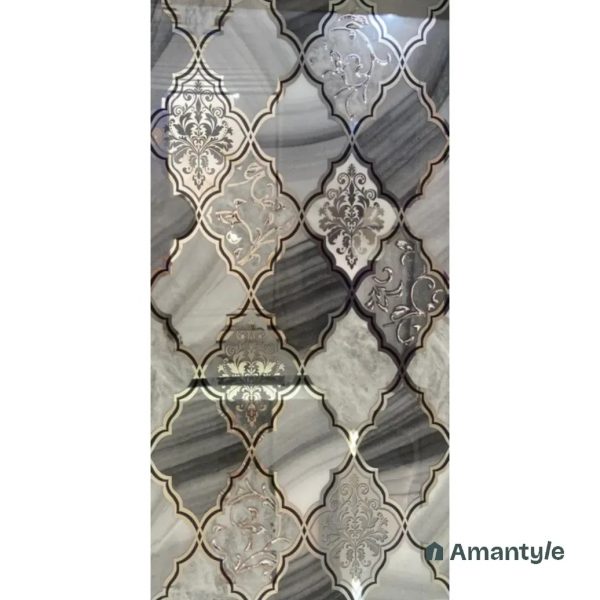 White Vitrified Decor & Highlighter Wall & Floor Tile Code 220013 (300x600 mm, Glass)